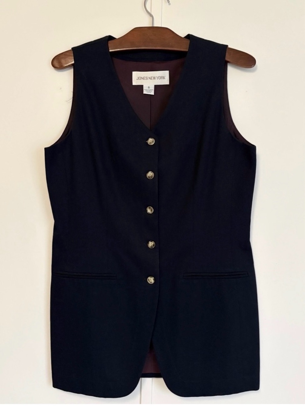 Jones New York Sleeveless Navy Button-Front Vest 8